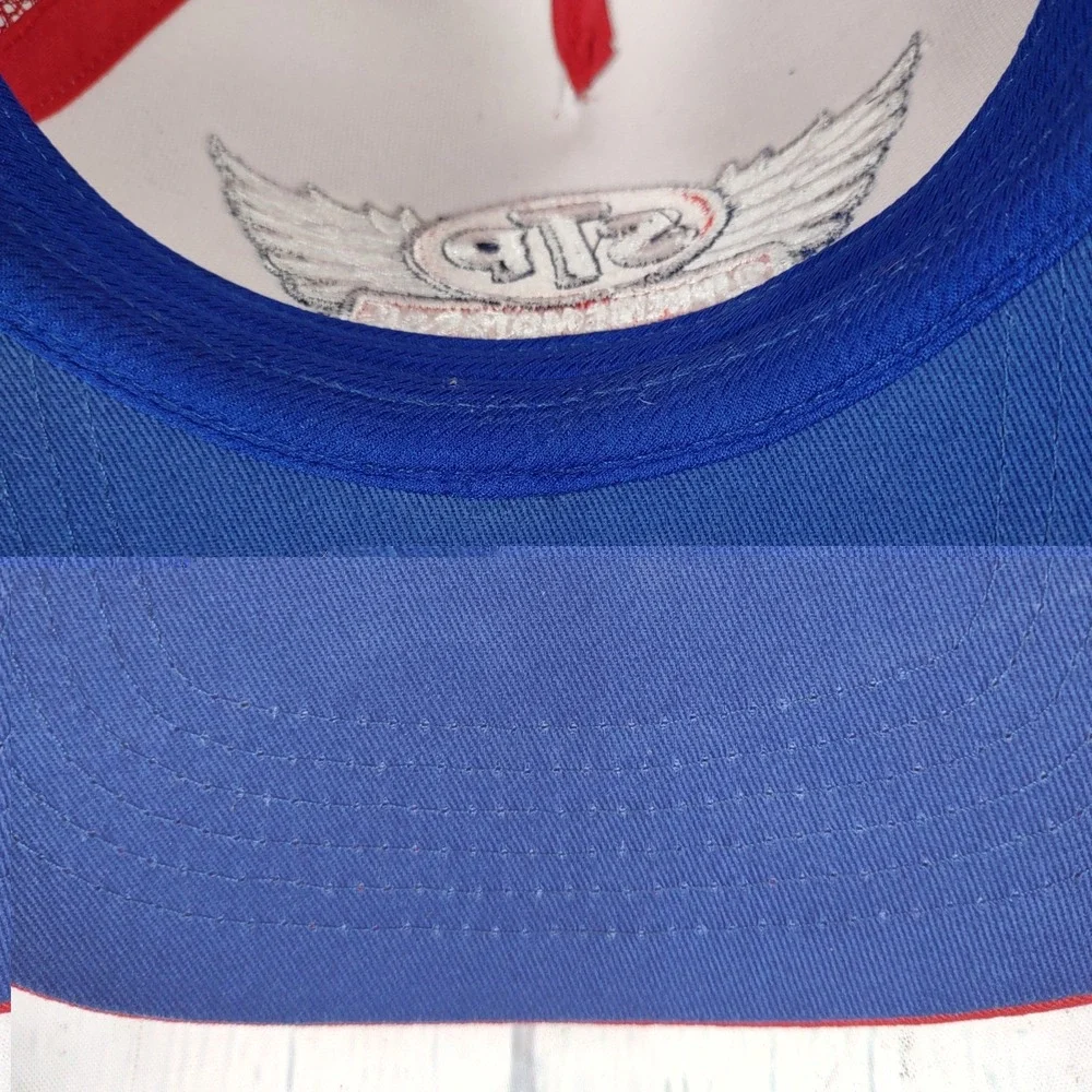 Men's Cap STP Supreme Motor Oil Trucker Hat By H3 Headwear Red White Blue